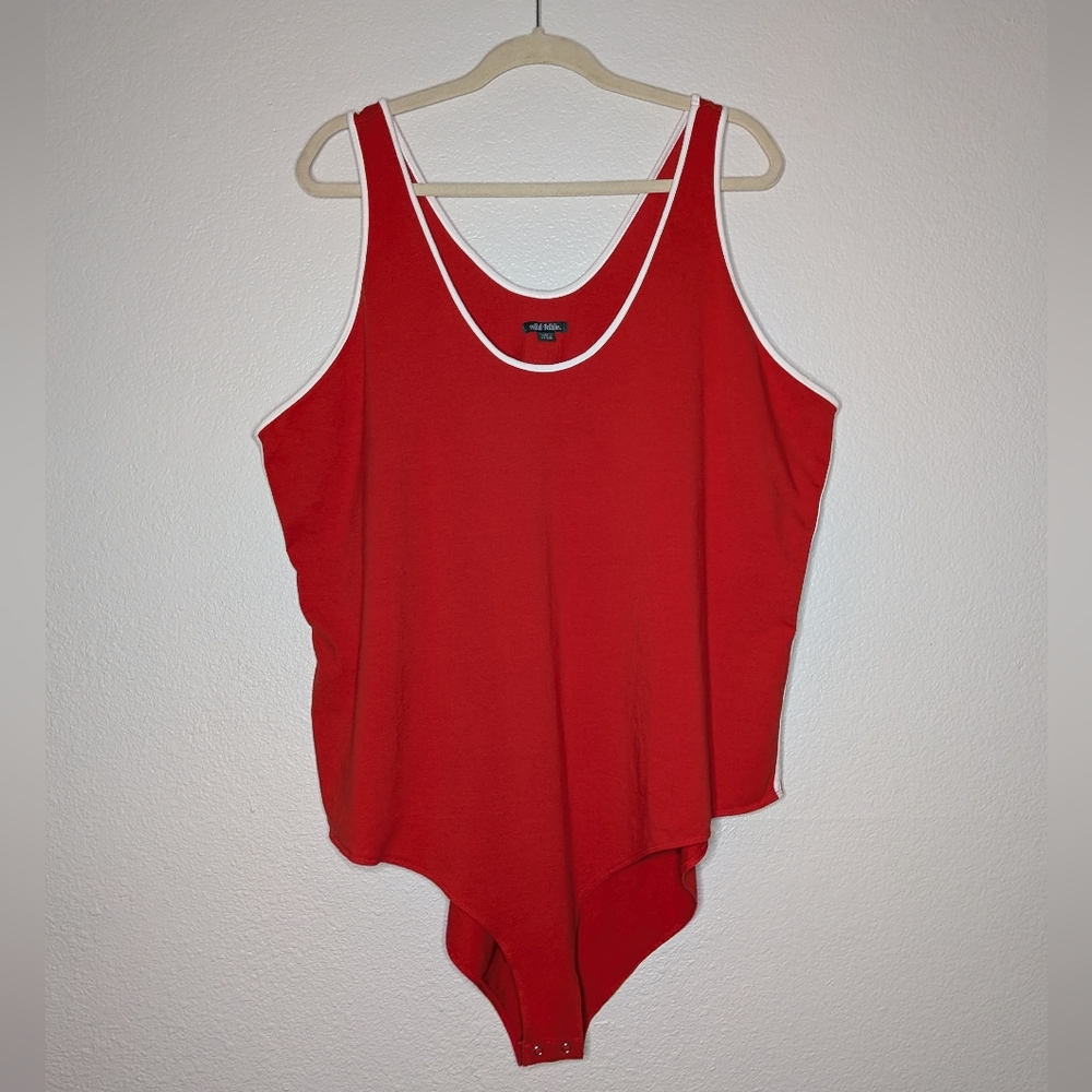 Wild Fable Womens Red Summer Striped Lifegaurd Tank Bodysuit 4X